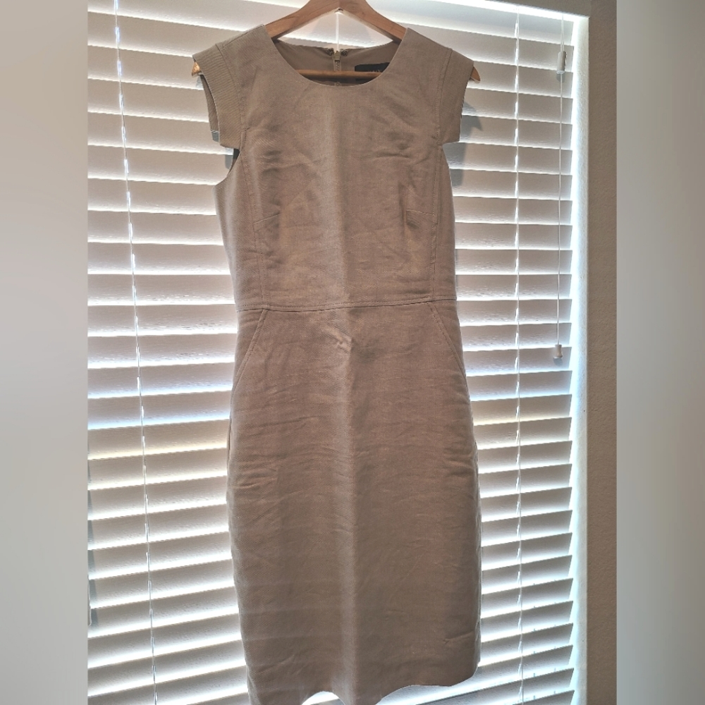 J. Crew Resume Dress, Khaki linen, Sz 4